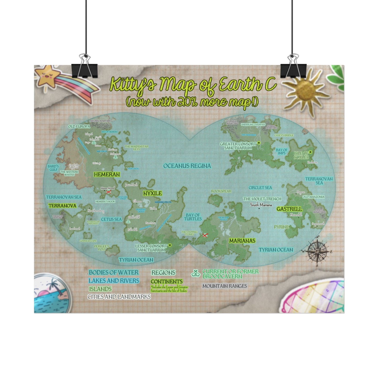 Kittyquest "Earth C Map" Print